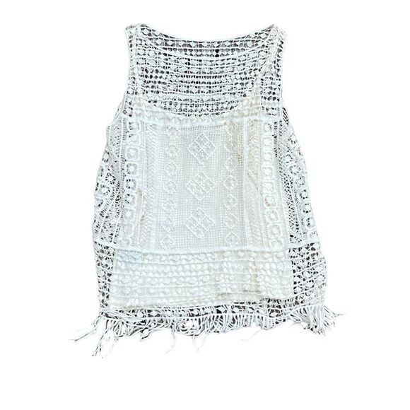 LAUREN RALPH LAUREN Cream Lace Tank Top Blouse Size Medium - Picture 2 of 4